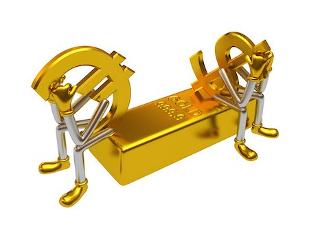 simsearch:400-05388219,k - Dollar and euro symbols sit on the bar of gold Stock Photo - Budget Royalty-Free & Subscription, Code: 400-05105288