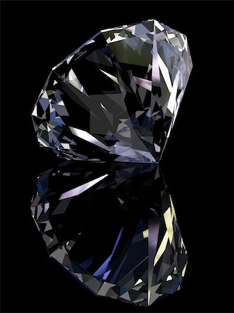 prism and light - Simple diamond with reflection isolated on black background. Clipping path. Stock Photo - Budget Royalty-Free & Subscription, Code: 400-05107729