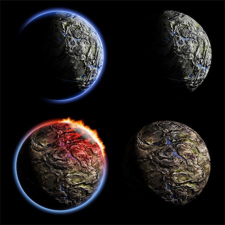 simsearch:400-07516434,k - Iron planet with atmosphere effect and witout it isolated on black background. Exellent material for your cosmos art. Clipping path included Stock Photo - Budget Royalty-Free & Subscription, Code: 400-05107736