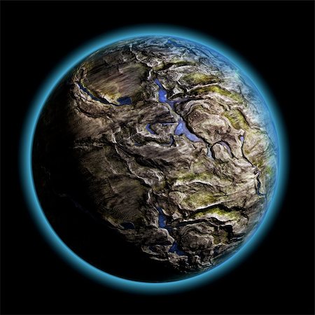 simsearch:400-07516434,k - 3D render of like iron planet with atmosphere isolated on black background. Exellent material for your cosmos art. Stock Photo - Budget Royalty-Free & Subscription, Code: 400-05107737