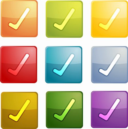 Yes navigation icon glossy button, square shape, multiple colors Stock Photo - Budget Royalty-Free & Subscription, Code: 400-05108175