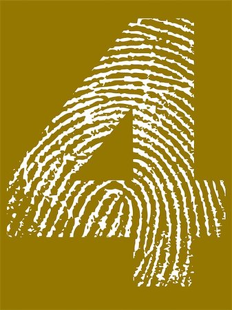 simsearch:400-04807591,k - Fingerprint Number - 4 (Highly detailed grunge Number) Photographie de stock - Aubaine LD & Abonnement, Code: 400-05108349