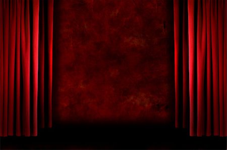 simsearch:400-05279963,k - Red old fashioned grungy elegant theater stage curtain drapes Foto de stock - Super Valor sin royalties y Suscripción, Código: 400-05102638