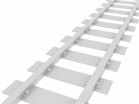 diverging paths - 3d render of railway. Isolated on white background Stock Photo - Budget Royalty-Free & Subscription, Code: 400-05114565