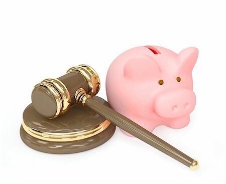 simsearch:400-04231986,k - Judicial 3d gavel and piggy bank. Objects over white Stock Photo - Budget Royalty-Free & Subscription, Code: 400-05115155