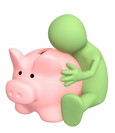 simsearch:400-04529024,k - Puppet, embracing piggy bank Stock Photo - Budget Royalty-Free & Subscription, Code: 400-05115160