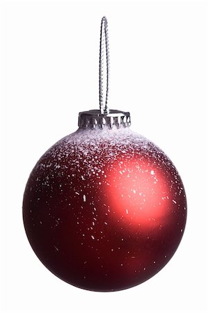 simsearch:400-04841877,k - Single christmas red ball isolated on white background Stock Photo - Budget Royalty-Free & Subscription, Code: 400-05115945