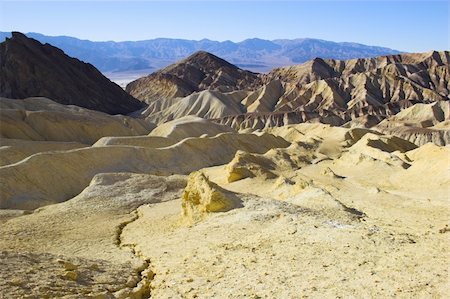 Desert landscape with multicolored yellow clay and salt mineral deposits in geological formations of Death Valley National Park Stock Photo - Budget Royalty-Free & Subscription, Code: 400-05118680