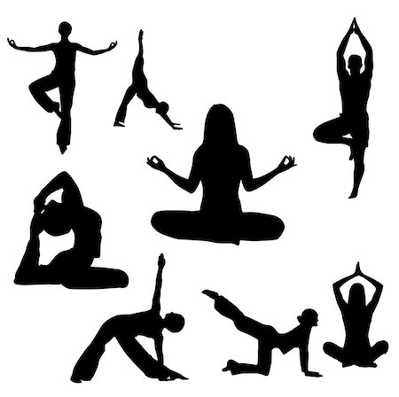 simsearch:400-04337089,k - yoga silhouette vector illustration on white background Stock Photo - Budget Royalty-Free & Subscription, Code: 400-05119451