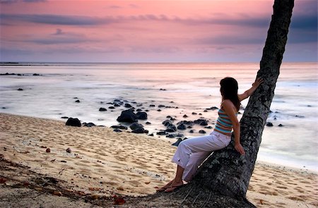 simsearch:400-05703164,k - Beautiful woman enjoying the sunset in a beach of Sao Tom? - Equator Stock Photo - Budget Royalty-Free & Subscription, Code: 400-05119825