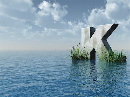 simsearch:400-05370991,k - letter K rock in water landscape - 3d illustration Foto de stock - Super Valor sin royalties y Suscripción, Código: 400-05110022