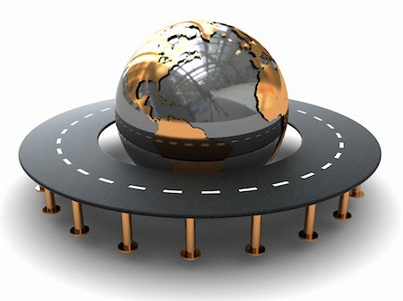abstract 3d illustration of road around world, white background Stock Photo - Budget Royalty-Free & Subscription, Code: 400-05110108