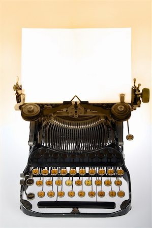 publishing - Vintage retro typewriter with blank white sheet on gradient background Stock Photo - Budget Royalty-Free & Subscription, Code: 400-05110537