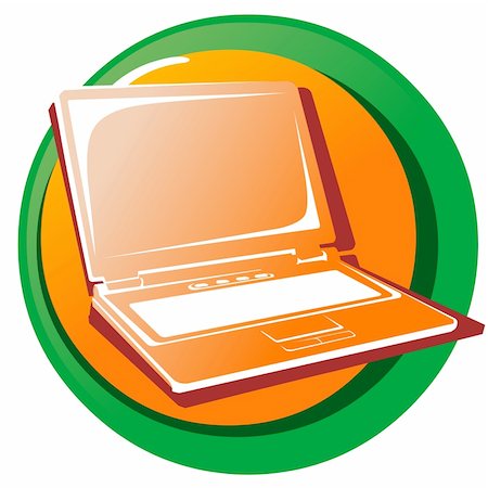 simsearch:400-04125018,k - Orange laptop internet icon button. Isolated on white. Stock Photo - Budget Royalty-Free & Subscription, Code: 400-05111856