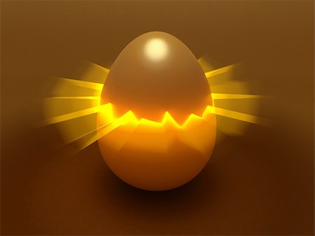 Dark-yellow/golden egg with central fracture and light beams Stock Photo - Budget Royalty-Free & Subscription, Code: 400-05113052