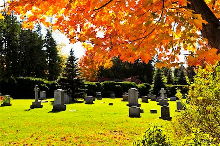 simsearch:400-04032243,k - Bright graveyard lawn with ancient tombstone crosses Stock Photo - Budget Royalty-Free & Subscription, Code: 400-05113934