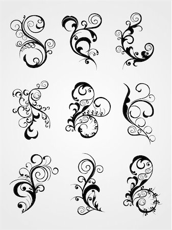 simsearch:400-05168100,k - set of scroll, curve pattern tattoos Stock Photo - Budget Royalty-Free & Subscription, Code: 400-05125088