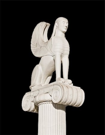 simsearch:400-08792993,k - Large ancient Greek sphinx statue fixed on an ionic pillar capital Foto de stock - Super Valor sin royalties y Suscripción, Código: 400-05125720