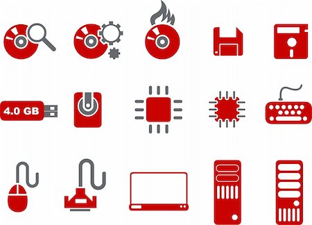 simsearch:400-04729472,k - Vector icons pack - Red Series, computer collection Stock Photo - Budget Royalty-Free & Subscription, Code: 400-05126521