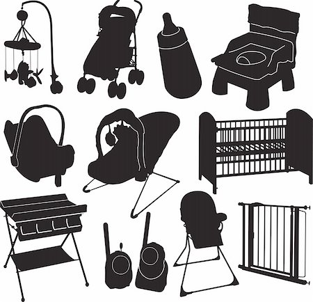 vector black silhouettes of baby related objects Stock Photo - Budget Royalty-Free & Subscription, Code: 400-05126646