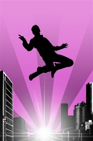 simsearch:400-04523744,k - silhouette of a jumping man Stock Photo - Budget Royalty-Free & Subscription, Code: 400-05129259