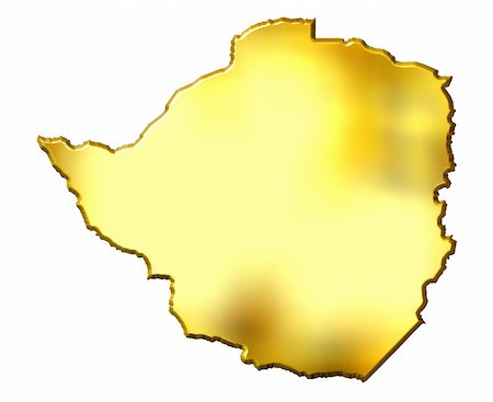 simsearch:400-05172499,k - Zimbabwe 3d golden map isolated in white Stock Photo - Budget Royalty-Free & Subscription, Code: 400-05120303