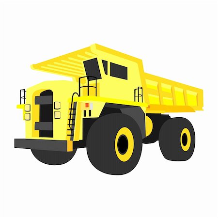 yellow non-gradiented quarry truck, vector illustration Stock Photo - Budget Royalty-Free & Subscription, Code: 400-05120604