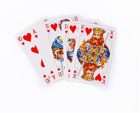 queen of hearts playing card - white playing cards hearts winning combination isolated Stock Photo - Budget Royalty-Free & Subscription, Code: 400-05121368