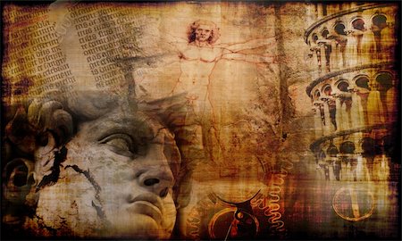 statue of david - Grunge background with mysterious atmosphere of Italian famous historical culture treasures Stock Photo - Budget Royalty-Free & Subscription, Code: 400-05121607