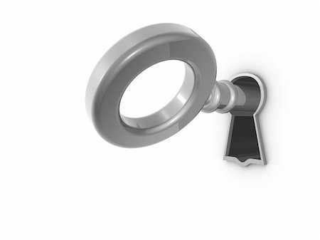 3D render of a chrome key on keyhole. Foto de stock - Super Valor sin royalties y Suscripción, Código: 400-05121925