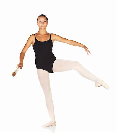 simsearch:400-04119672,k - Young caucasian ballerina girl on white background and reflective white floor showing various ballet steps and positions. Retire. Not Isolated. Stock Photo - Budget Royalty-Free & Subscription, Code: 400-05122345