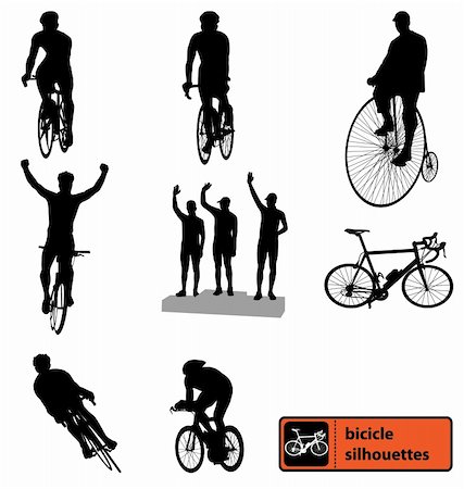 person on a bike drawing - bikesilhouettes high detailed Stock Photo - Budget Royalty-Free & Subscription, Code: 400-05123094