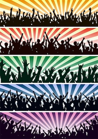 simsearch:400-05118638,k - Set of editable vector concert crowd silhouettes with all people as separate objects Stock Photo - Budget Royalty-Free & Subscription, Code: 400-05123734