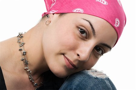 Beautiful breast cancer survivor with bandanna ( 2 months after chemo) Stock Photo - Budget Royalty-Free & Subscription, Code: 400-05123754