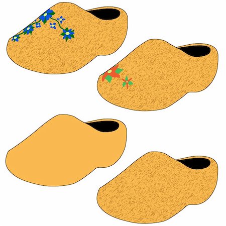 Wooden shoes with various textures and decorations - vector illustration Stock Photo - Budget Royalty-Free & Subscription, Code: 400-05123881