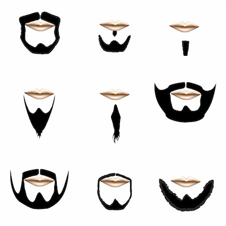 Beard and facial hair styles in vector silhouette Stock Photo - Budget Royalty-Free & Subscription, Code: 400-05123895