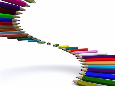 simsearch:400-04210608,k - staircase of color pencils. 3D Stock Photo - Budget Royalty-Free & Subscription, Code: 400-05134460