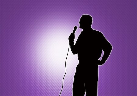 There is a silhouette of the person holding a microphone and singing song Stock Photo - Budget Royalty-Free & Subscription, Code: 400-05135009