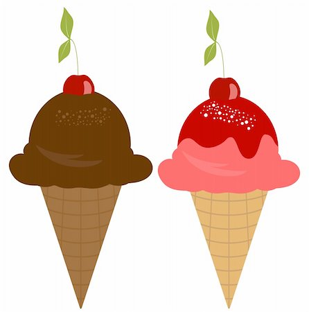 Vector Ice Cream with Cherry on Top Stock Photo - Budget Royalty-Free & Subscription, Code: 400-05135410
