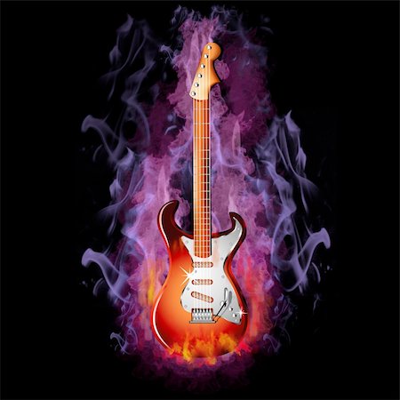 davidarts (artist) - Colorful Hot Burining Electric Guitar Stock Photo - Budget Royalty-Free & Subscription, Code: 400-05135679