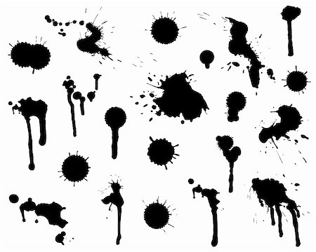 drop painting splash - Set of blots and stains. Stains and blots are made by ink on a paper, photographed, processed in Photoshop, exported in Illustrator. Foto de stock - Super Valor sin royalties y Suscripción, Código: 400-05137033