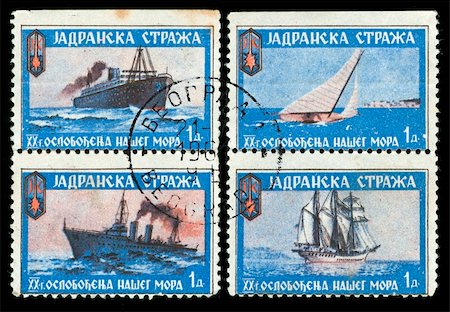 simsearch:400-04832369,k - vintage stamp depicting ships from the former Yugoslavian Adriatic coastal Navy Foto de stock - Super Valor sin royalties y Suscripción, Código: 400-05137765