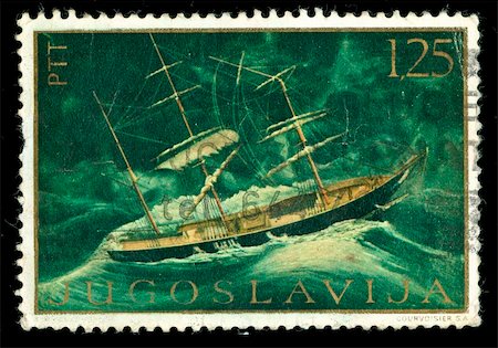 simsearch:400-04832369,k - vintage stamp depicting a sailing ship under sail Foto de stock - Super Valor sin royalties y Suscripción, Código: 400-05137772