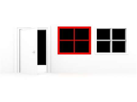 simsearch:600-06808788,k - 3d windows and door against a white background Photographie de stock - Aubaine LD & Abonnement, Code: 400-05138641