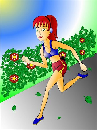 beautiful girl is running in park Stock Photo - Budget Royalty-Free & Subscription, Code: 400-05130492