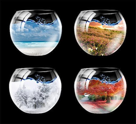 simsearch:400-04281316,k - Four seasons of year in an aquarium in one picture Photographie de stock - Aubaine LD & Abonnement, Code: 400-05130629