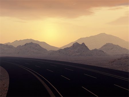 simsearch:400-05112302,k - road and yellow sunset. Picturesque rocks, the sunset sky Stock Photo - Budget Royalty-Free & Subscription, Code: 400-05130901