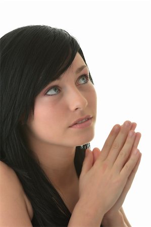 Praying Girl isolated on white background Stock Photo - Budget Royalty-Free & Subscription, Code: 400-05132342