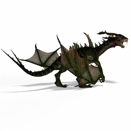 drake - Giant fantasy dragon with great wings. With Clipping Path Stock Photo - Budget Royalty-Free & Subscription, Code: 400-05132444