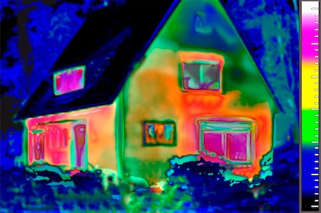 Thermal imaging of a house in a wooded area. Stock Photo - Budget Royalty-Free & Subscription, Code: 400-05132486
